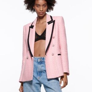 Pink/ black line blazer